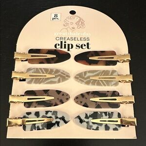 8 Creaseless Hair Clips Set - animal print